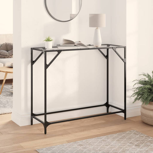 HKH Mesa Consola de Acero con Tapa de Cristal Transparente