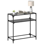 Mesa Consola HKH con Tapa de Cristal Negro y Acero