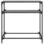 Mesa Consola HKH con Tapa de Cristal Negro y Acero