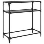 Mesa Consola HKH con Tapa de Cristal Negro y Acero