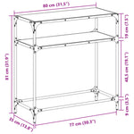 Mesa Consola HKH con Tapa de Cristal Negro y Acero