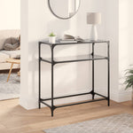 Mesa Consola HKH con Tapa de Cristal Negro y Acero