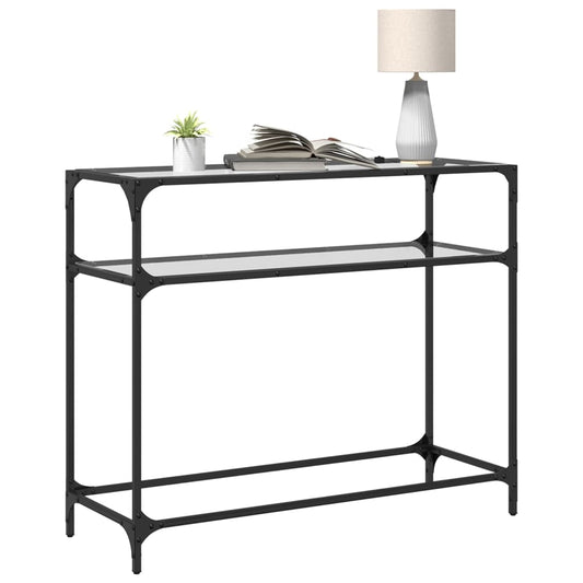 HKH Mesa Consola de Acero con Tapa de Cristal Transparente