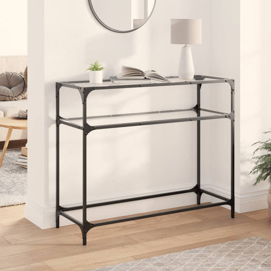 HKH Mesa Consola de Acero con Tapa de Cristal Transparente