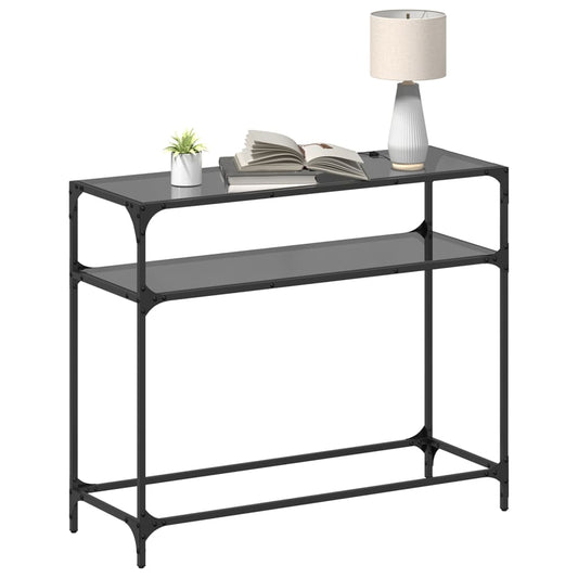 HKH Mesa Consola con Tapa de Cristal Negro Acero