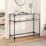 HKH Mesa Consola con Tapa de Cristal Negro Acero