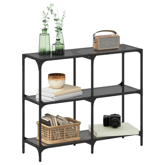 Mesa Consola HKH de Acero con Tablero de Cristal Negro