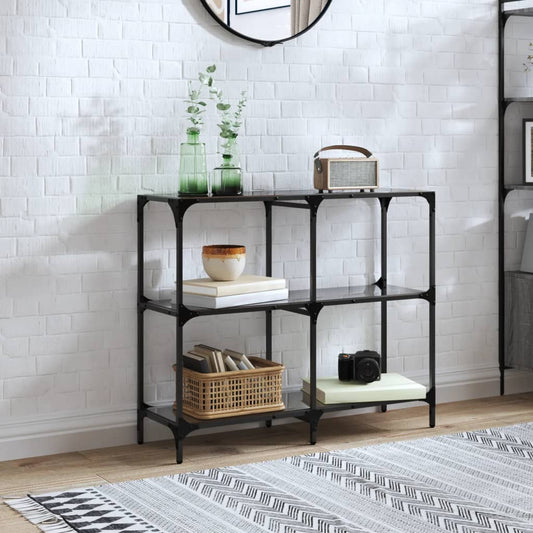 Mesa Consola HKH de Acero con Tablero de Cristal Negro