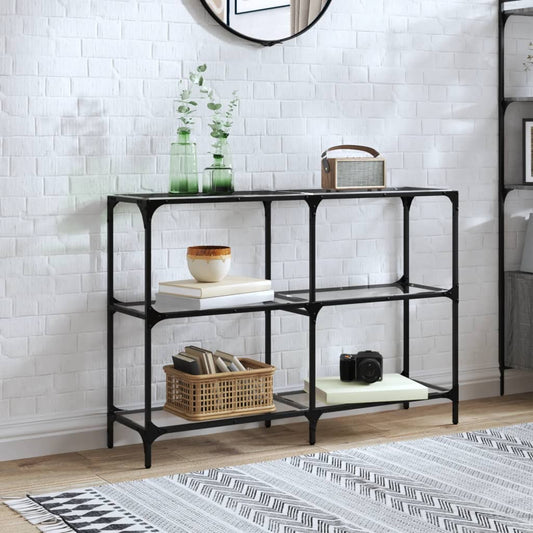 HKH Mesa Consola de Acero con Tapa de Vidrio Transparente