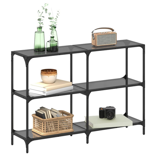 HKH Mesa Consola con Tapa de Cristal Negro Acero