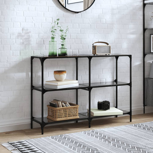 HKH Mesa Consola con Tapa de Cristal Negro Acero