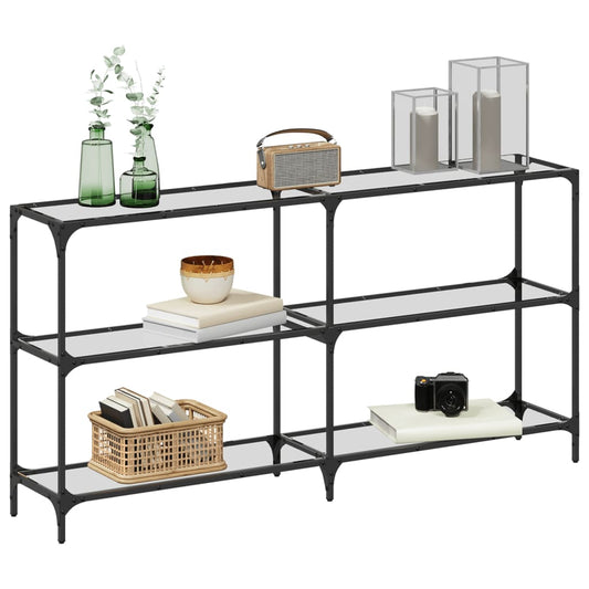 HKH Mesa Consola de Acero con Tapa de Cristal Transparente