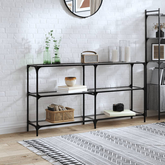 HKH Mesa Consola de Acero con Tapa de Cristal Transparente