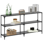 Mesa Consola HKH con Tapa de Cristal Templado Negro Acero
