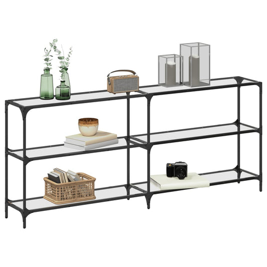 HKH Mesa Consola de Acero con Tapa de Cristal Transparente