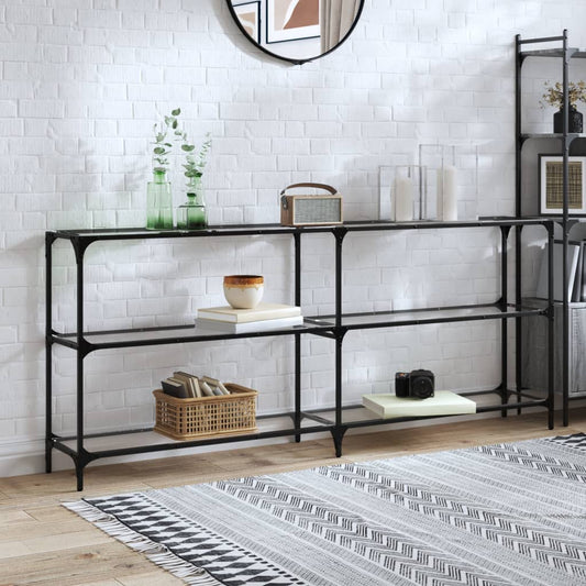 HKH Mesa Consola de Acero con Tapa de Cristal Transparente