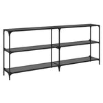 Mesa consola de acero HKH con tapa de cristal negro