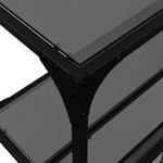 Mesa consola de acero HKH con tapa de cristal negro