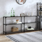 Mesa consola de acero HKH con tapa de cristal negro