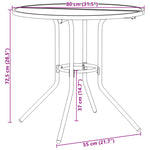 Mesa de patio redonda HKH Ø80x72,5 cm de acero con recubrimiento en polvo - Antracita