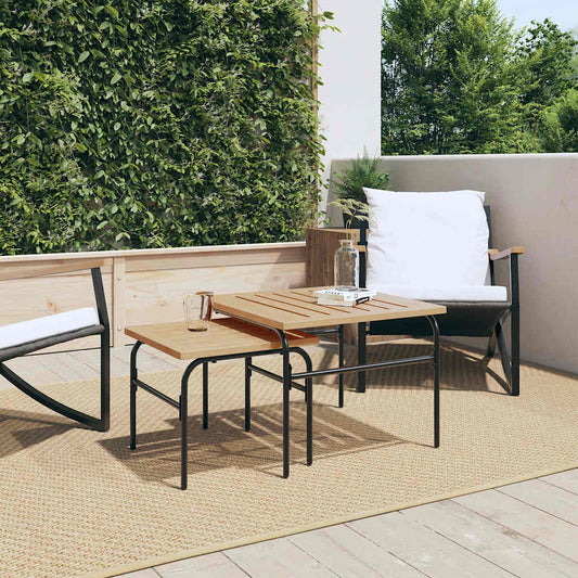 HKH Mesas de Centro de Encastrar P/ Jardim 2 Pcs Aço Preto/castanho - Marrom