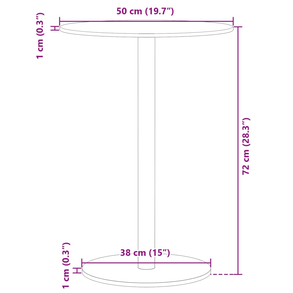 HKH Mesa de Jardim Redonda Ã˜50x72 Cm Aço - Preto