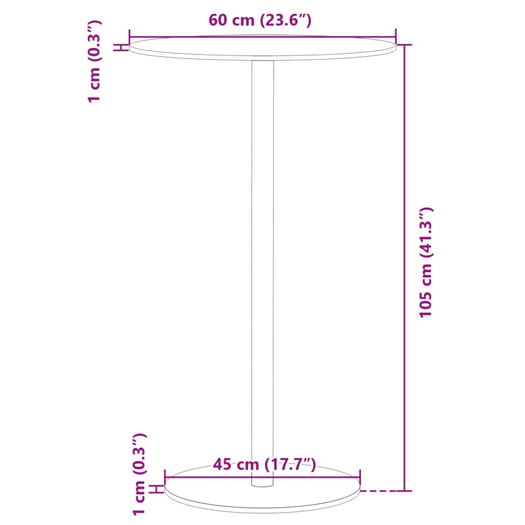 HKH Mesa de Jardim Redonda Ã˜60x105 Cm Aço - Preto