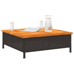HKH Mesa de Jardim 70x70x25 Cm Vime e Madeira de Acácia - Preto