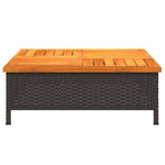 HKH Mesa de Jardim 70x70x25 Cm Vime e Madeira de Acácia - Preto