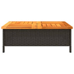 HKH Mesa de Jardim 70x70x25 Cm Vime e Madeira de Acácia - Preto