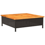 HKH Mesa de Jardim 70x70x25 Cm Vime e Madeira de Acácia - Preto