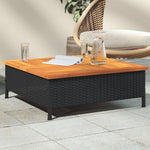 HKH Mesa de Jardim 70x70x25 Cm Vime e Madeira de Acácia - Preto