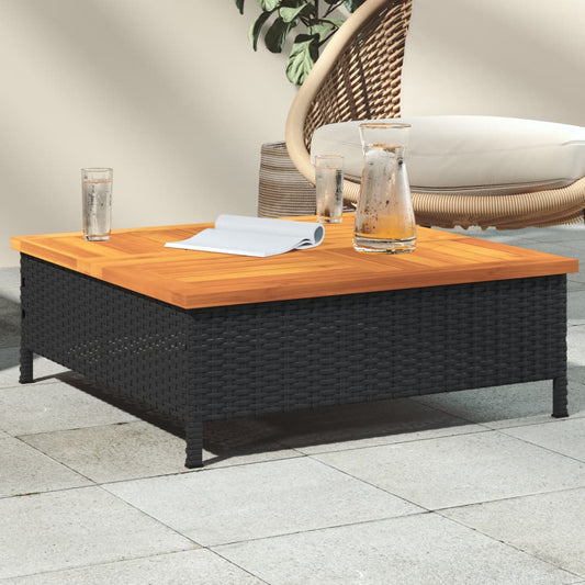 HKH Mesa de Jardim 70x70x25 Cm Vime e Madeira de Acácia - Preto