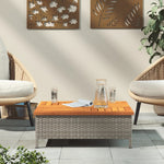 HKH Mesa de Jardim 70x70x25cm Vime e Madeira Acácia Maciça - Cinzento