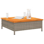 HKH Mesa de Jardim 70x70x25cm Vime e Madeira Acácia Maciça - Cinzento