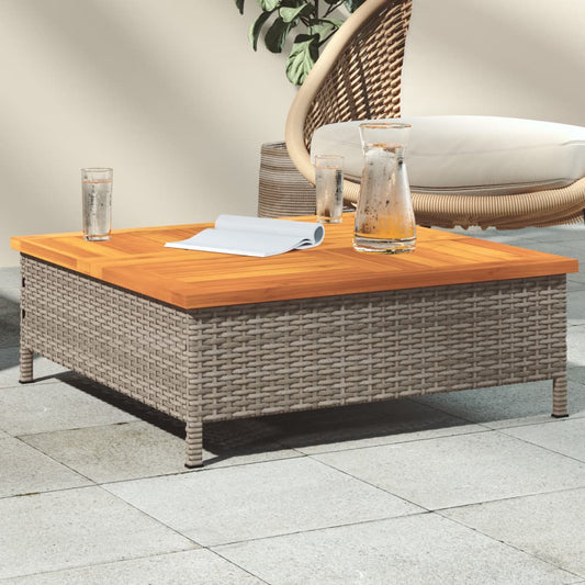 HKH Mesa de Jardim 70x70x25cm Vime e Madeira Acácia Maciça - Cinzento