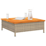 HKH Mesa de Jardim 70x70x25 Cm Vime e Madeira de Acácia Maciça - Bege