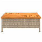 HKH Mesa de Jardim 70x70x25 Cm Vime e Madeira de Acácia Maciça - Bege