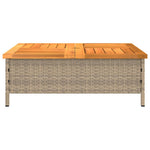 HKH Mesa de Jardim 70x70x25 Cm Vime e Madeira de Acácia Maciça - Bege