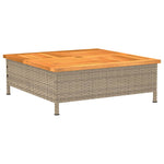 HKH Mesa de Jardim 70x70x25 Cm Vime e Madeira de Acácia Maciça - Bege
