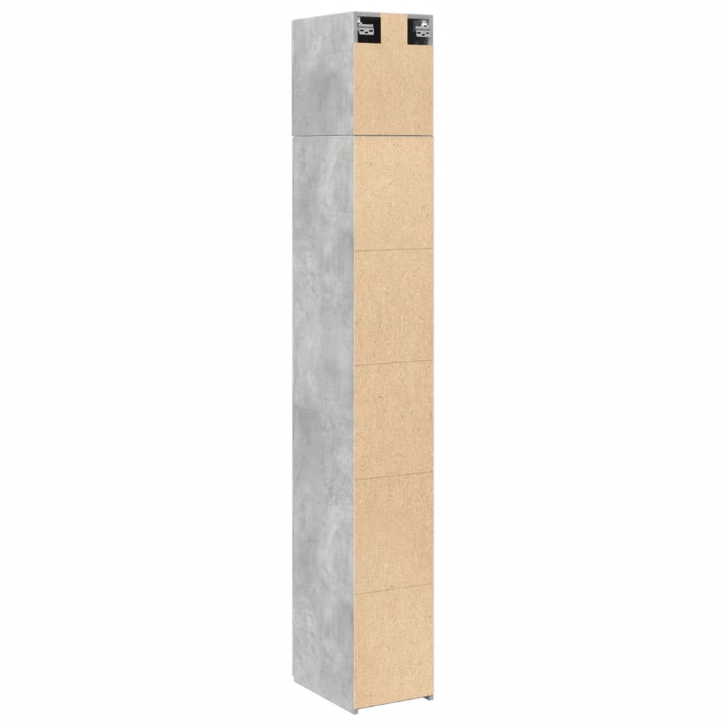 HKH Armario alto y estrecho de almacenamiento de madera procesada - Gris hormigón