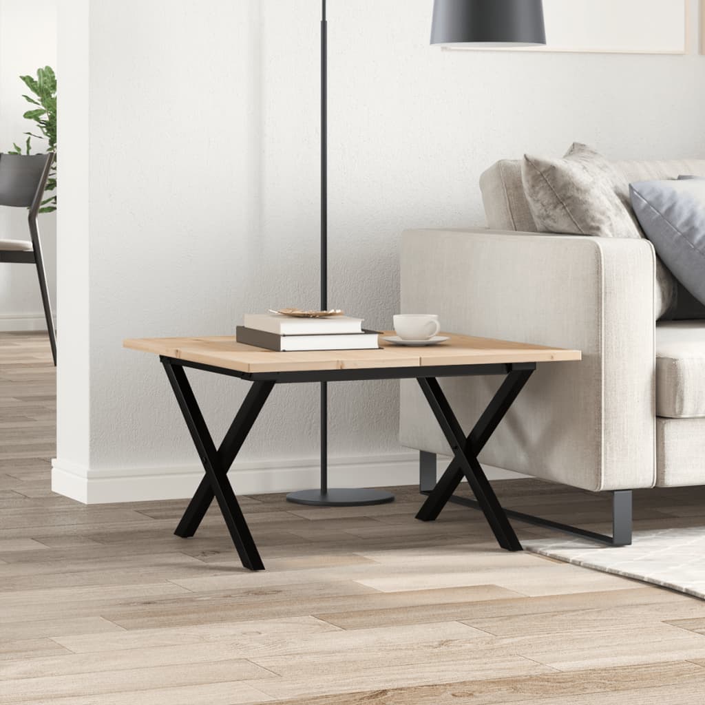 Mesa de centro HKH con estructura en X de pino y acero