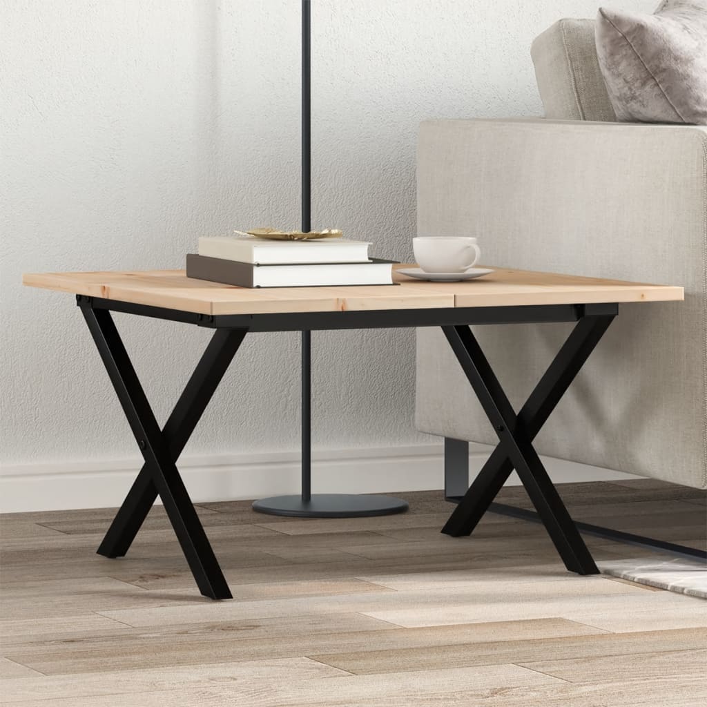 Mesa de centro HKH con estructura en X de pino y acero