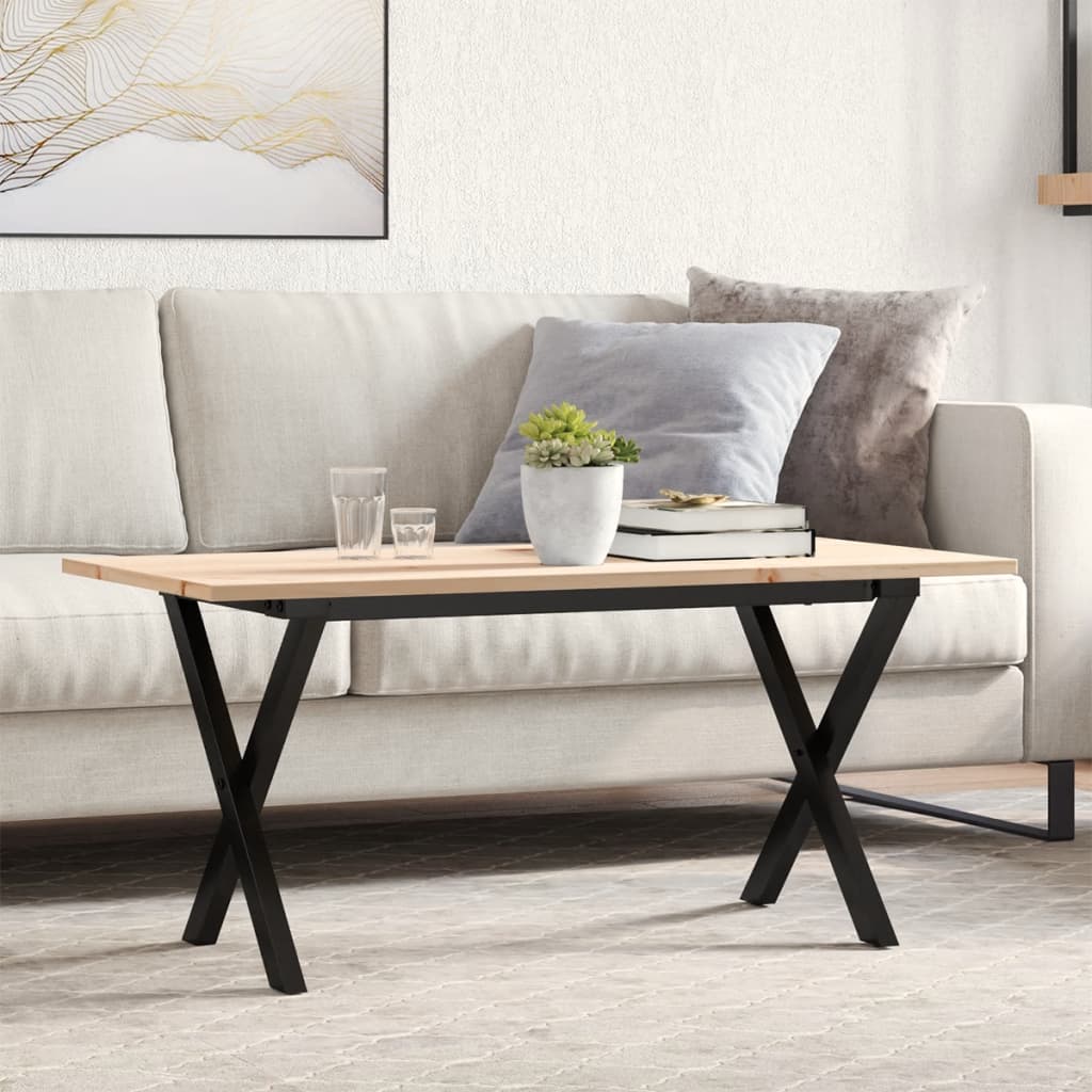 Mesa de centro HKH con estructura en X de pino y acero