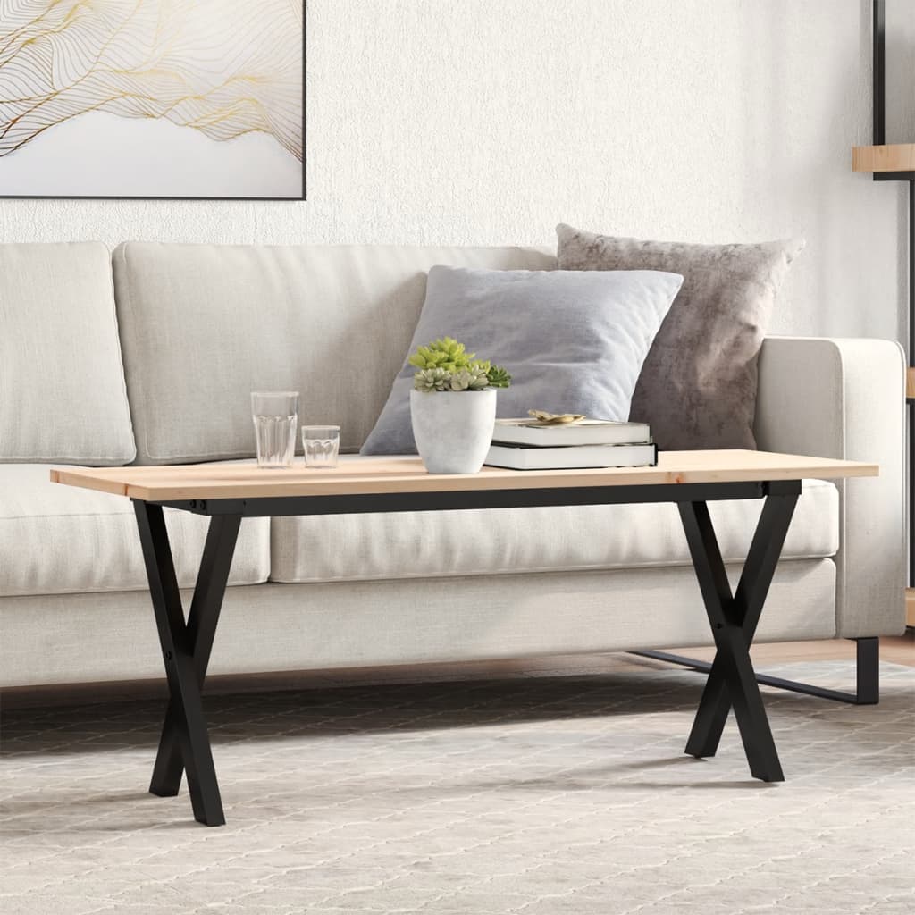 Mesa de centro HKH con estructura en X de pino y acero