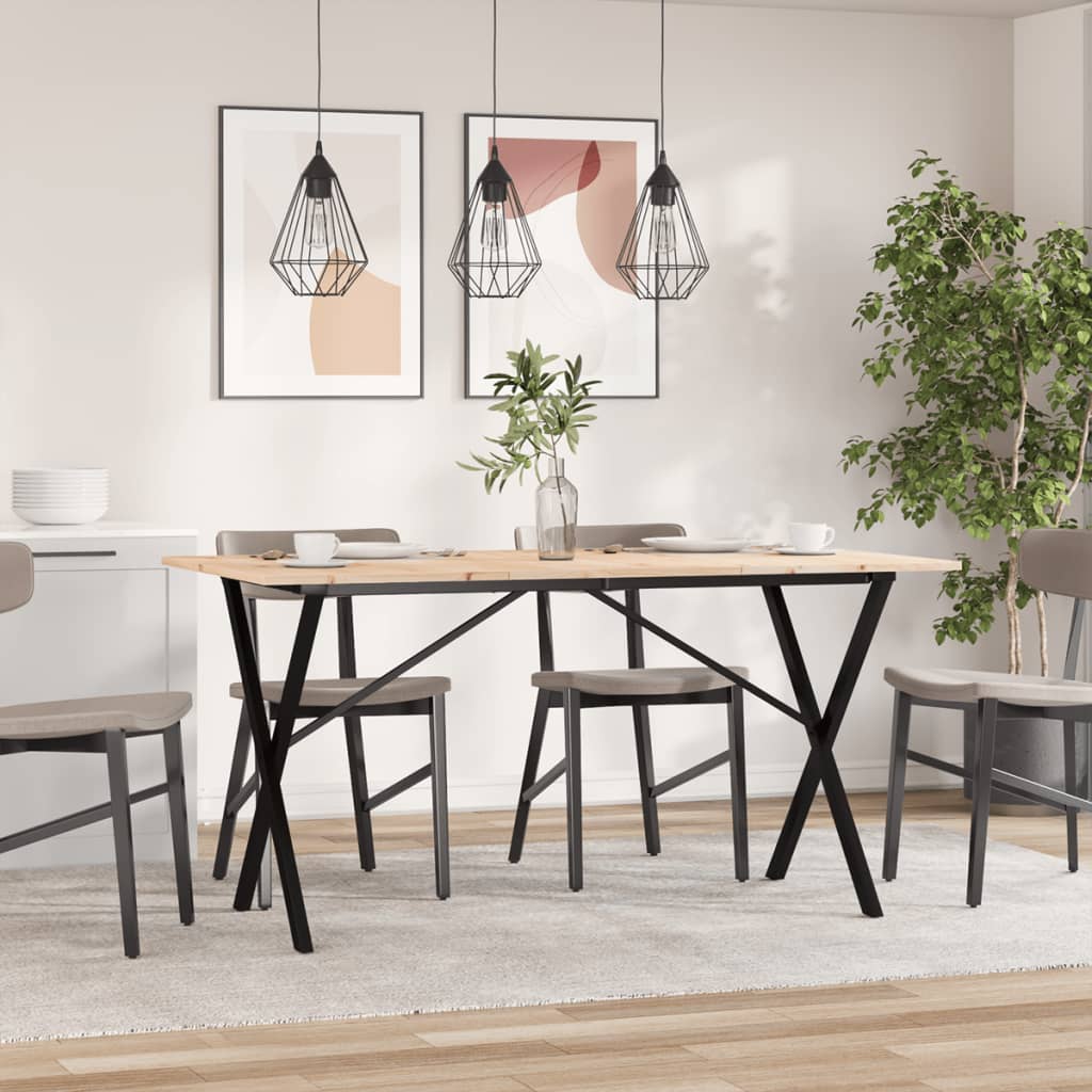 Mesa de comedor HKH con estructura en X de pino y acero