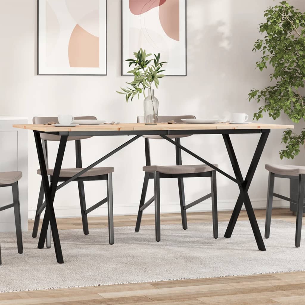 Mesa de comedor HKH con estructura en X de pino y acero