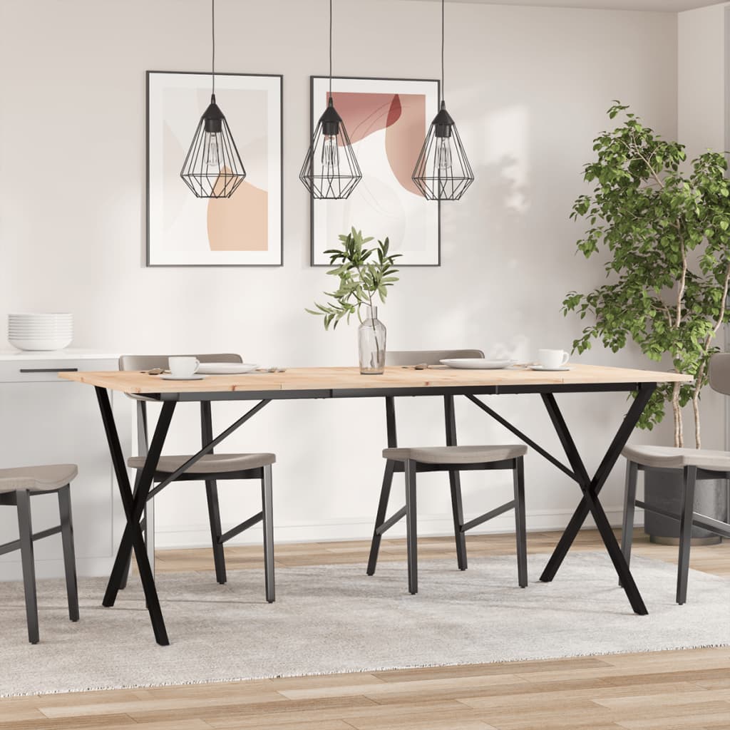 Mesa de comedor HKH con estructura en X de pino y acero