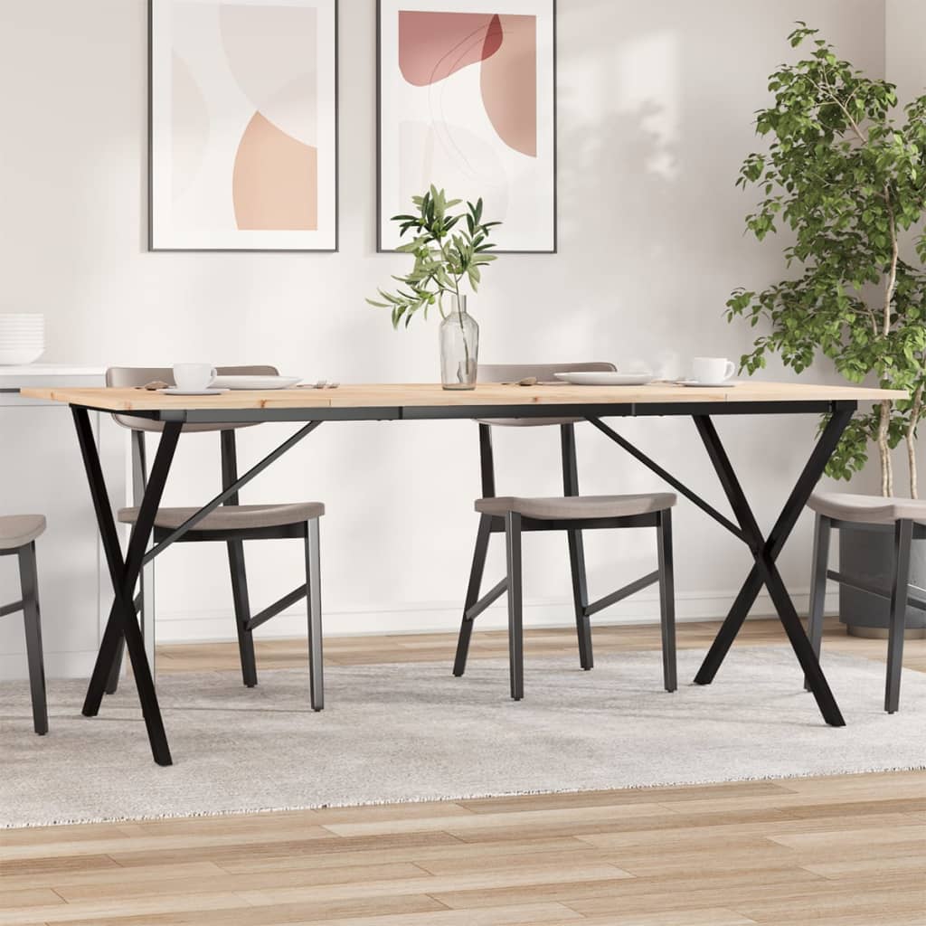 Mesa de comedor HKH con estructura en X de pino y acero
