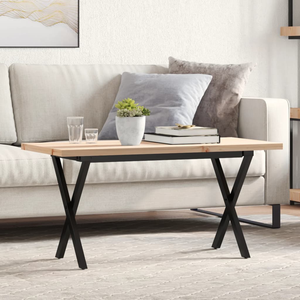 Mesa de centro HKH con estructura en X de pino y acero